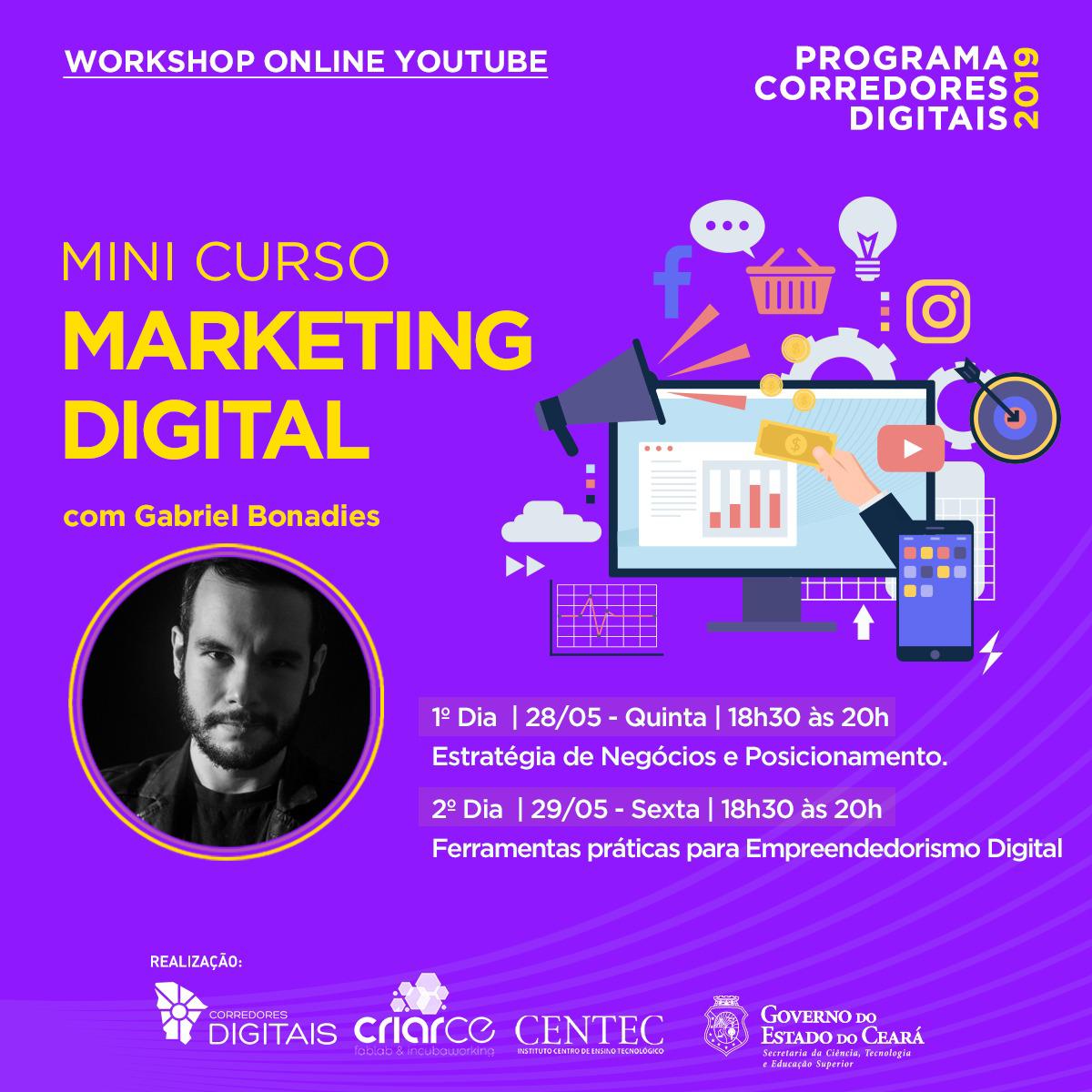 Corredores Digitais Realiza Minicurso Marketing Digital Nesta Quinta E